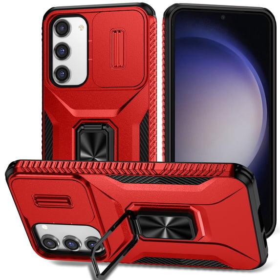 ShellTech for Samsung Galaxy S23 Plus Magnetic Phone Case,with Camera Cover & Kickstand Military Grade Shockproof Case for Galaxy S23 Plus,Red