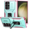 thumbnail image 1 of ShellTech for Samsung Galaxy S24 Ultra Case with Kickstand and Slide Camera Cover [ Military-Grade ] Full Body Drop Tested Protective Cover,Green, 1 of 8