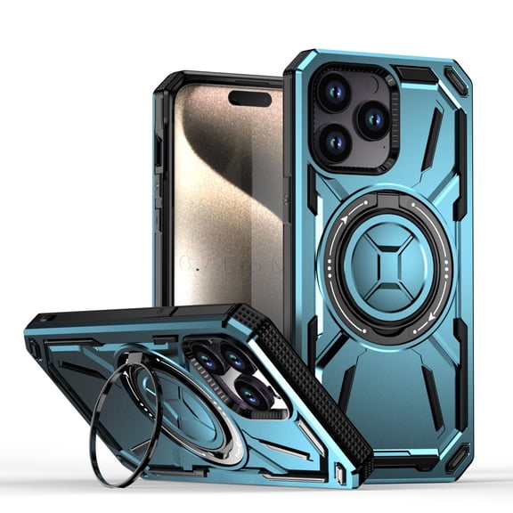 ShellTech for iPhone 14 Pro Max case Compatibe with MagSafe and a 360-degree rotatable ring stand feature,Blue