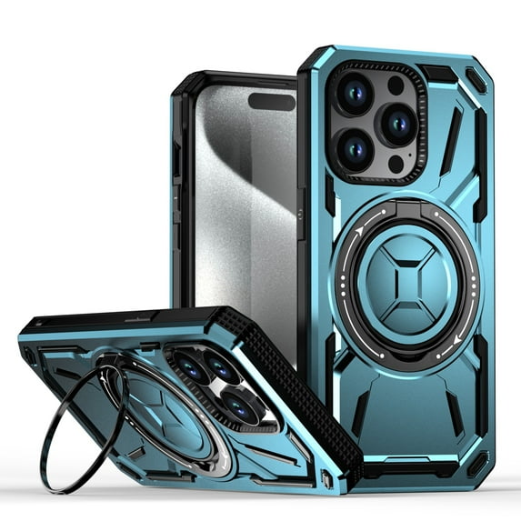 ShellTech for iPhone 14 Pro case Compatibe with Mag Safe compatibility and a 360-degree rotatable ring stand feature,Blue