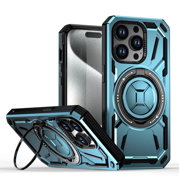 ShellTech for iPhone 14 Pro case Compatibe with Mag Safe compatibility and a 360-degree rotatable ring stand feature,Blue