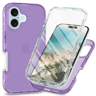 ShellTech for iPhone 16 Case, Full Body Clear Case with Built-in Screen Protector, Anti-Scratch Shockproof Bumper Phone Case for iPhone 16,Purple