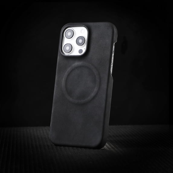 ShellTech for iPhone 16 Pro Magnetic Retro Leather+TPU Case Support Wireless Charging Shockproof Business Phone Cover Slim Lightweight,Black