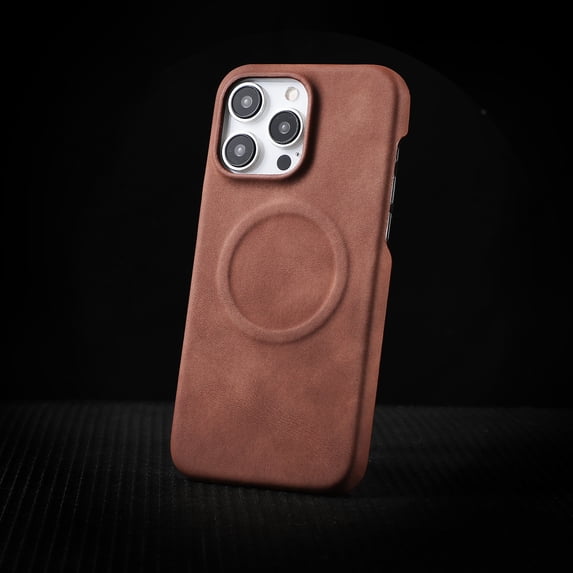 ShellTech for iPhone 16 Pro Magnetic Retro Leather+TPU Case Support Wireless Charging Shockproof Business Phone Cover Slim Lightweight,Brown