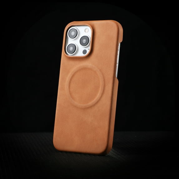 ShellTech for iPhone 16 Pro Magnetic Retro Leather+TPU Case Support Wireless Charging Shockproof Business Phone Cover Slim Lightweight,Yellow