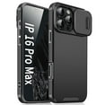 thumbnail image 1 of ShellTech for iPhone 16 Pro Max Case, Shockproof Sliding Lens Cover Protection Military Grade Phone Case Wireless Charging ,Black, 1 of 9