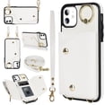 thumbnail image 1 of ShellTech for iPhone 11 Case with Card Holder and Strap - Zipper Pocket,Crossbody Lanyard Strap,Credit Card Holder,Stand Ring,Cute Phone Wallet Case for Women,White, 1 of 10