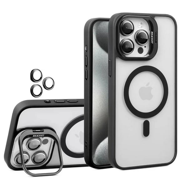 ShellTech for iPhone 11 Hybrid Magnetic Phone Case, Compatible with MagSafe Built-in Stand & Camera Lens Protector Anti-Yellowing & Scratch-Resistant Crystal Clear Back Cover,Black