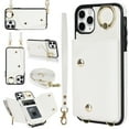 thumbnail image 1 of ShellTech for iPhone 11 Pro Max Case with Card Holder and Strap - Zipper Pocket,Crossbody Lanyard Strap,Credit Card Holder,Stand Ring,Cute Phone Wallet Case for Women,White, 1 of 10