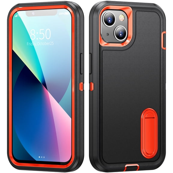 ShellTech for iPhone 13 Case for boy Girl,Kickstand & Wireless Charging,Charge Port Dust Plug Cover,Military Heavy Duty Shockproof Shell Phone Cases for iPhone 13,H