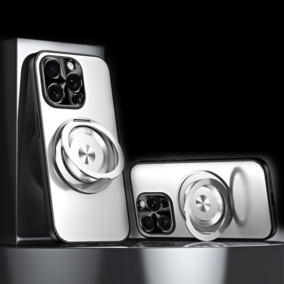 ShellTech for iPhone 13 Pro Case with Camera Lens Protecto,Compatible with Magnetic,Soft TPU Transparent Electroplating Magnetic Ring Bracket Phone Case,Silver