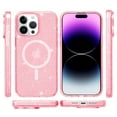 thumbnail image 1 of ShellTech for iPhone 13 Pro Max Case Clear Magnetic Glitter Compatible with Magsafe, Sparkle Bling Hard Magnet Mag Cover Non-Yellowing, Shiny Cute Phone Case for Women Gilrl,Pink, 1 of 9