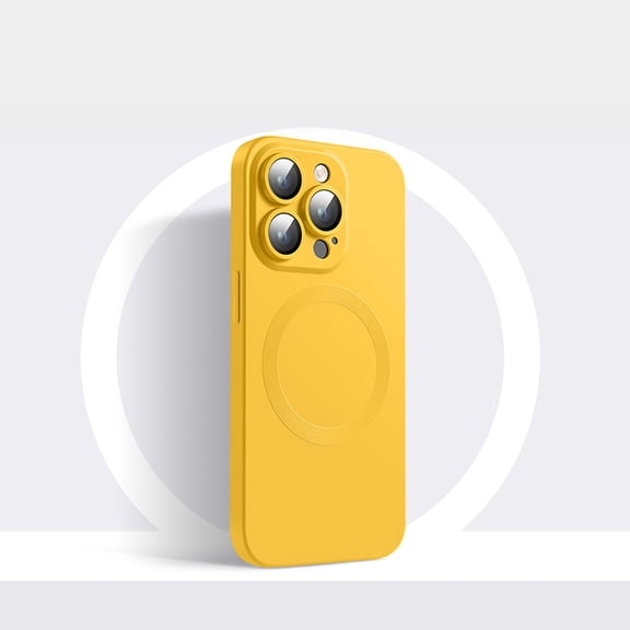 ShellTech for iPhone 13 Pro Max Magnetic Rubber Case,Compatible with Mag-Safe,Liquid Silicone Upgrade [Full Camera Protection] Durable Slim Shockproof Anti-Drop Protective Cute Cover,Yellow