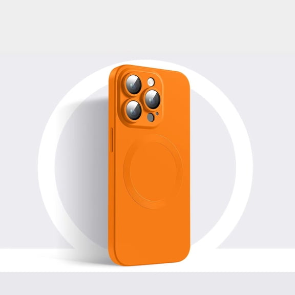 ShellTech for iPhone 13 Pro Max Magnetic Rubber Case,Compatible with Mag-Safe,Liquid Silicone Upgrade [Full Camera Protection] Durable Slim Shockproof Anti-Drop Protective Cute Cover,Orange