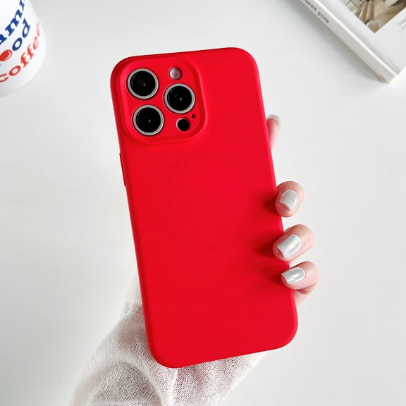 ShellTech for iPhone 14 Pro Classic Liquid Silicone Magnetic Case [Full Covered Camera] [Soft Anti-Scratch Microfiber Lining] Full Body Shockproof Slim Thin Protective Cover,Red