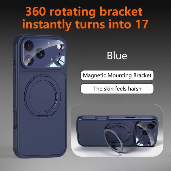 ShellTech For iPhone 14 Pro Hybrid Case with Magnetic 360 Rotating Ring Hidden Kickstand, Shockproof PC+TPU, Anti-Scratch, Anti-Fingerprint, Wireless Charging Full Lens Protection,Blue