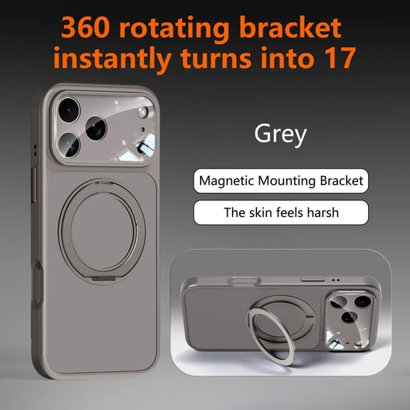 ShellTech For iPhone 14 Pro Hybrid Case with Magnetic 360 Rotating Ring Hidden Kickstand, Shockproof PC+TPU, Anti-Scratch, Anti-Fingerprint, Wireless Charging Full Lens Protection,Gray