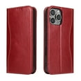 thumbnail image 1 of ShellTech for iPhone 14 Pro Leather Wallet Case,Luxury Genuine Vintage Leather [Slim and Durable] with Card Slot & Kickstand [Magnetic Closure] Flip Folio Case,Red, 1 of 9