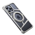 thumbnail image 1 of ShellTech for iPhone 14 Pro Metal Frameless Case, Compatible with MagSafe Ultra-Lightweight Hollow Design Heat Dissipation Slim Case with 360° Rotating Magnetic Stand,Gray, 1 of 13
