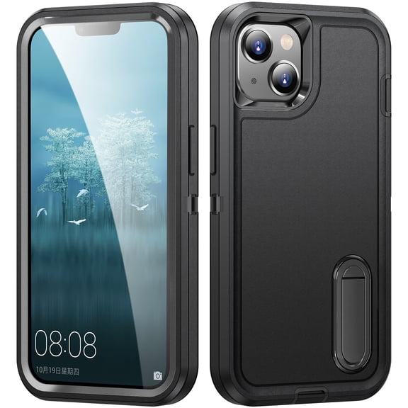ShellTech for iPhone 15 Case, iPhone 15 Case with Kickstand, [Military Grade Shockproof][Three Layer Heavy Duty Drop Proof] Phone Case, Dustproof Phone Case for iPhone 15,K