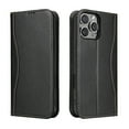 thumbnail image 1 of ShellTech for iPhone 15 Leather Wallet Case,Luxury Genuine Vintage Leather [Slim and Durable] with Card Slot & Kickstand [Magnetic Closure] Flip Folio Case,Black, 1 of 9