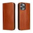 thumbnail image 1 of ShellTech for iPhone 15 Leather Wallet Case,Luxury Genuine Vintage Leather [Slim and Durable] with Card Slot & Kickstand [Magnetic Closure] Flip Folio Case,Brown, 1 of 9