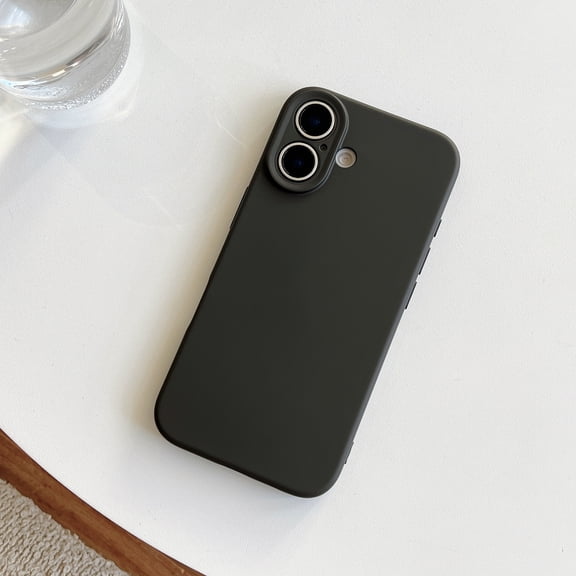 ShellTech for iPhone 15 Liquid Silicone Phone Case, Cute Slim Grip Soft Rubber Matte TPU Plain Solid Bright Color Shockproof Girly Simple Case with Camera Cover for Women Men,Black