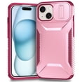 thumbnail image 1 of ShellTech for iPhone 15 Plus Case with HD Screen Protector Slide Camera Cover & Rotated Ring Kickstand, [Military-Grade] Phone Case for iPhone 15 Plus,Pink, 1 of 7