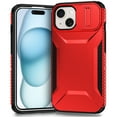 thumbnail image 1 of ShellTech for iPhone 15 Plus Case with HD Screen Protector Slide Camera Cover & Rotated Ring Kickstand, [Military-Grade] Phone Case for iPhone 15 Plus,Red, 1 of 7