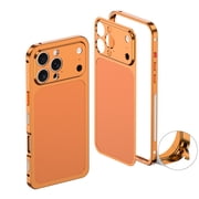 ShellTech For iPhone 15 Pro Max Magnetic Case, Metal Frame Lightweight Non-Slip, Shock-Absorbent, Heat Dissipation Slim Anti-Scratch, Wireless Charging Aluminum alloy Back flim,Orange