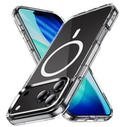 ShellTech for iPhone 15 Pro Max Magnetic PC+TPU Hybrid Case, Compatible with MagSafe, Shockproof, Drop Proof, Military-Grade Anti-Scratch Protection Cover,Clear