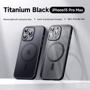 ShellTech for iPhone 15 Pro Max Magnetic PC+TPU Slim Case, [Compatible with Magsafe] Slim Cute Matte Translucent Shockproof Anti-Fingerprint Drop Protective Bumper Women Men Phone Cover,Black