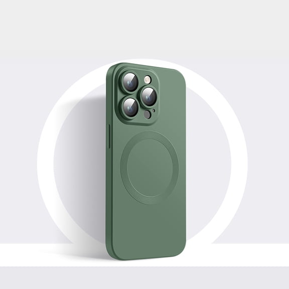 ShellTech for iPhone 15 Pro Max Magnetic Rubber Case,Compatible with Mag-Safe,Liquid Silicone Upgrade [Full Camera Protection] Durable Slim Shockproof Anti-Drop Protective Cute Cover,Darkgreen