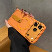 ShellTech For iPhone 15 Pro Max PC+TPU Magnetic Case with Invisible Kickstand, Slim Shock Absorbent Features Wireless Charging Translucent Matte Back Cover for Women Men,Orange