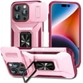 thumbnail image 1 of ShellTech for iPhone 15 Pro Phone Case with Camera Cover & Kickstand Military Grade Shockproof with Magnetic Car Mount Holder Case for iPhone 15 Pro,Pink, 1 of 8