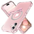 thumbnail image 1 of ShellTech for iPhone 16 Case with Magnetic Invisible Stand,Compatible with MagSafe,Wavy Frame Shockproof Protective Slim Translucent Matte Kickstand Phone Case for iPhone 16,Pink, 1 of 6