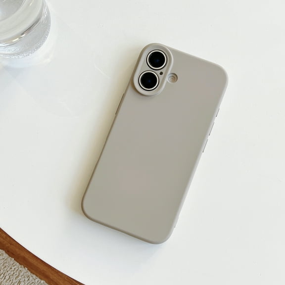 ShellTech for iPhone 16 Plus Liquid Silicone Phone Case, Cute Slim Grip Soft Rubber Matte TPU Plain Solid Bright Color Shockproof Girly Simple Case with Camera Cover for Women Men,Gray