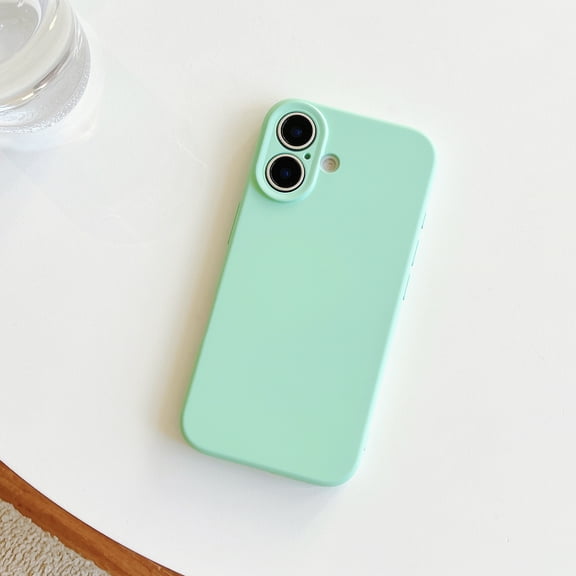 ShellTech for iPhone 16 Plus Liquid Silicone Phone Case, Cute Slim Grip Soft Rubber Matte TPU Plain Solid Bright Color Shockproof Girly Simple Case with Camera Cover for Women Men,Lightcyan