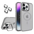 thumbnail image 1 of ShellTech for iPhone 16 Plus Magnetic Case Compatible with MagSafe,Military Grade Drop Protection Slim Translucent Matte Anti-Fingerprint Camera Ring Stand Shockproof Bumper Cover,Gray, 1 of 12