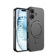 thumbnail image 1 of ShellTech for iPhone 16 Plus Magnetic Ring Case Compatible with MagSafe Kickstand Invisible Bracket Matte Frosted Shockproof Cute Cellphone Cover for iPhone 16 Plus,Black, 1 of 7