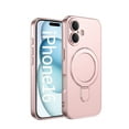 thumbnail image 1 of ShellTech for iPhone 16 Plus Magnetic Ring Case Compatible with MagSafe Kickstand Invisible Bracket Matte Frosted Shockproof Cute Cellphone Cover for iPhone 16 Plus,Pink, 1 of 7