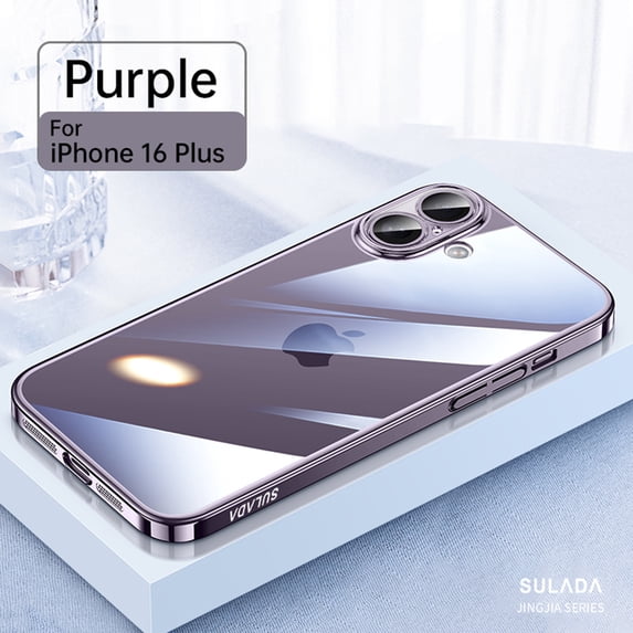 ShellTech for iPhone 16 Plus Slim Case,Full Camera Lens Protective,Never Yellowing,Anti-Scratches,Original Color Match Clear Women Men Phone Lightweight Hard Thin Cover,Darkpurple
