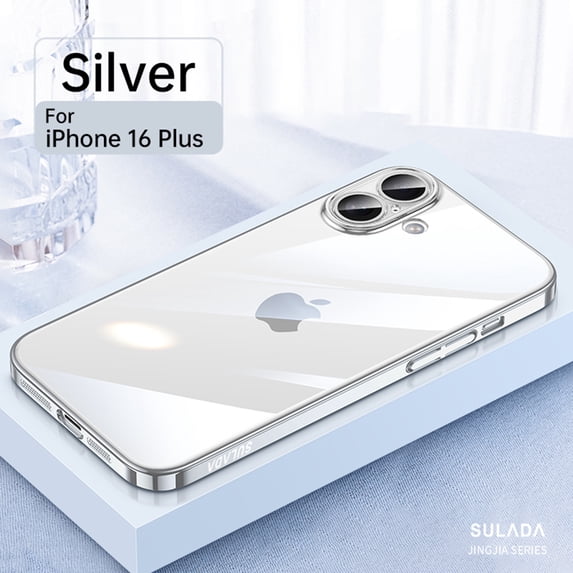 ShellTech for iPhone 16 Plus Slim Case,Full Camera Lens Protective,Never Yellowing,Anti-Scratches,Original Color Match Clear Women Men Phone Lightweight Hard Thin Cover,Silver