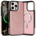 thumbnail image 1 of ShellTech for iPhone 16 Pro Case Magnetic Premium Leather Case Compatible with MagSafe Slim Cover Shockproof Protective Matte Back Wireless Charging,Rosegold, 1 of 10