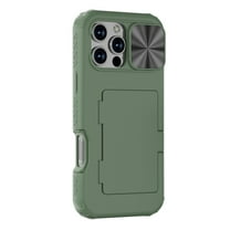 ShellTech for iPhone 16 Pro Case Wallet, Built-in Card Holder (4-5 Cards), Slide Camera Cover, Military Grade Drop Protection, Rugged Heavy Duty Men Women Protective Phone Case,Green