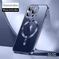 thumbnail image 1 of ShellTech for iPhone 16 Pro Max Case with Camera Lens Protection, [Compatible with MagSafe] [Metallic Glossy Soft Bumper], Diamond Clear Stylish Case for iPhone 16 Pro Max,Titaniumblue, 1 of 13