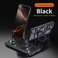 thumbnail image 1 of ShellTech for iPhone 16 Pro Max Metal Frameless Hollow Case, with Invisible Magnetic O-Ring Stand Case, Bezel Less Minimalist, Protective Shockproof, Upgraded Metal Slim Cover,Black, 1 of 11