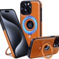 thumbnail image 1 of ShellTech for iPhone 16 Pro Max PU Leasther + TPU Case, Compatible with MagSafe, Shockproof Military-Grade Protection, Magnetic Phone Case for iPhone 16 Pro Max, Classic Hybrid Case,Brown, 1 of 7