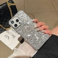 thumbnail image 1 of ShellTech for iPhone 16 Pro PC+TPU Case,[Compatible with MagSafe] Crystal Diamond Glitter Bling Sparkly Soft Shockproof Cover for Women Girls Phone Case,Silver, 1 of 10