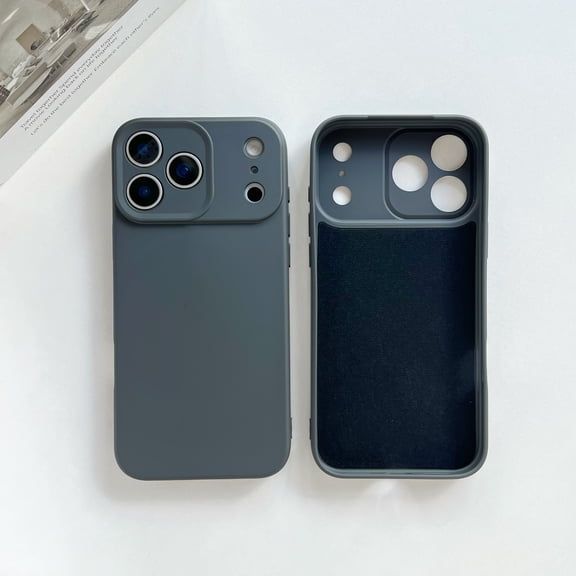 ShellTech for iPhone 17 Liquid Silicone Phone Case, Cute Thin Slim Grip Soft Rubber Smooth Matte TPU Plain Solid Bright Color Shockproof Girly Simple Case with Camera Cover for Women Men,Black